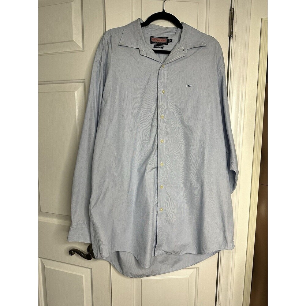 Vineyard Vines Men’s Button Down Light Blue Pinstripe Cotton Shirt XL
